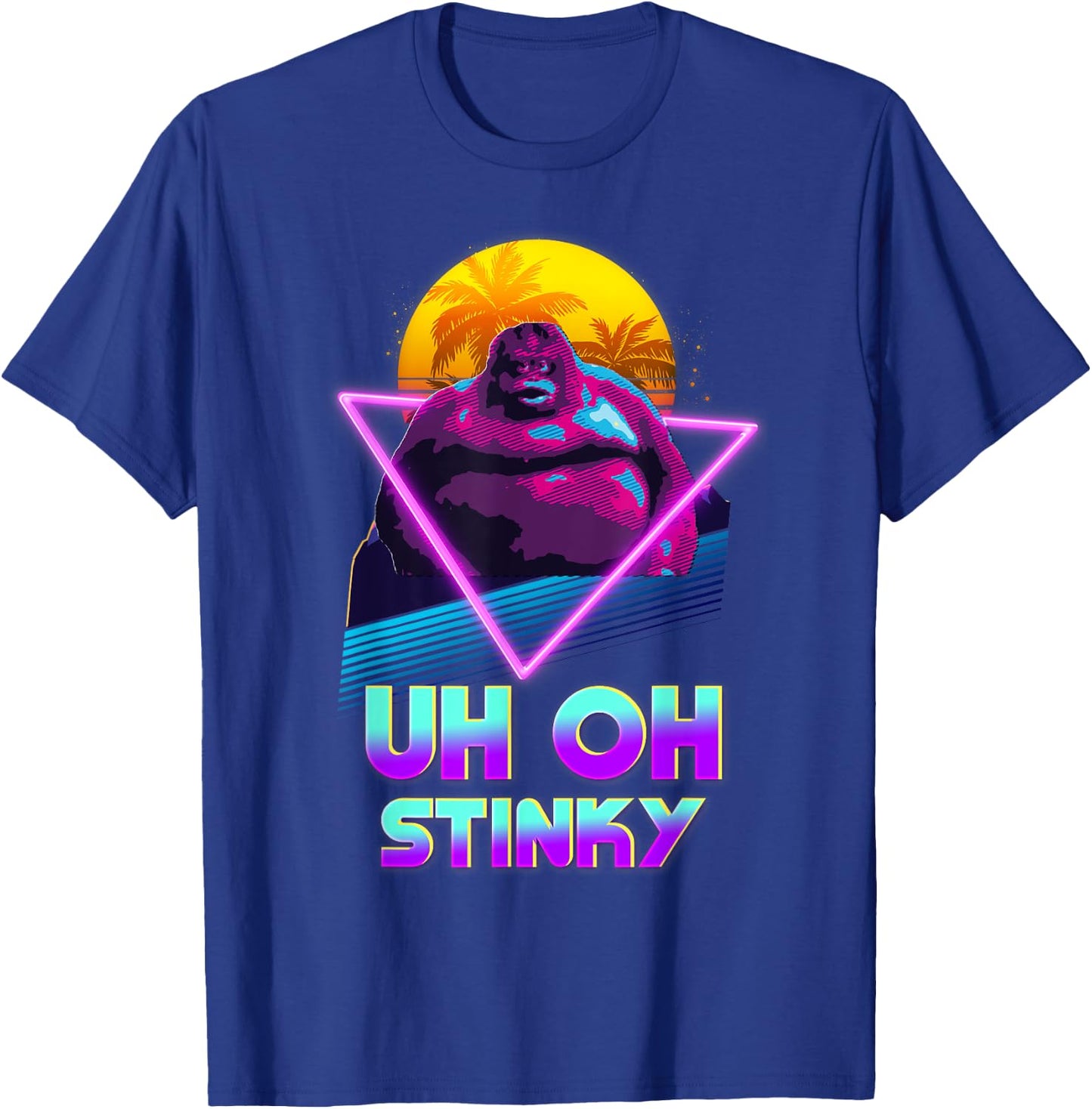 Uh Oh Stinky Poop Le Monke 80s Vaporwave Outrun Style T-Shirt - T-Shirt | Royal