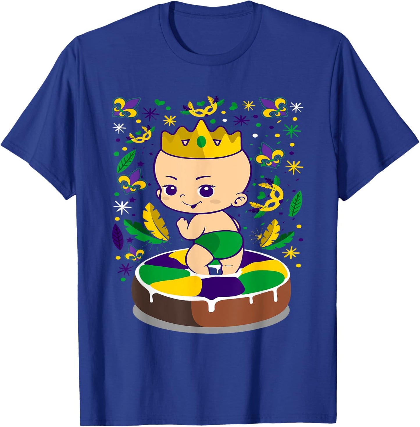 King Cake Mardi Gras Baby Louisiana Gift T-Shirt - T-Shirt | Royal