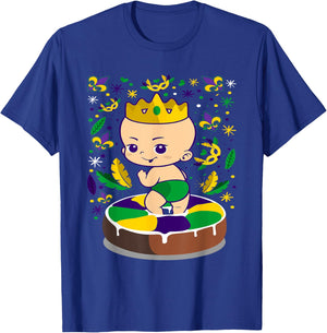 King Cake Mardi Gras Baby Louisiana Gift T-Shirt - T-Shirt | Royal