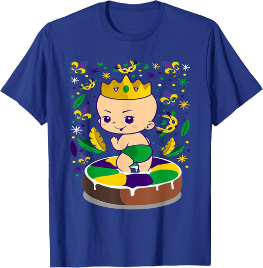 King Cake Mardi Gras Baby Louisiana Gift T-Shirt - T-Shirt | Royal
