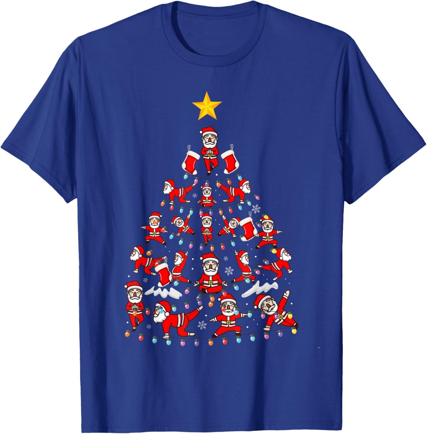 Tree Santa Claus Yoga Pose Yoga Santa Christmas Yoga Snow T-Shirt - T-Shirt | Royal