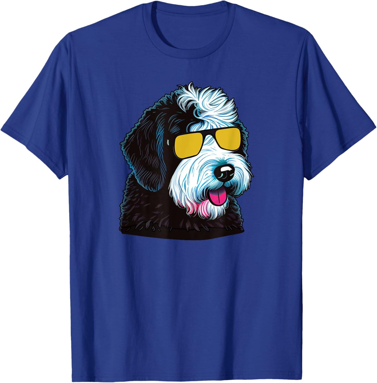 Dad Mom Cool Dog Sunglasses - Sheepadoodle Men Women T-Shirt - T-Shirt | Royal