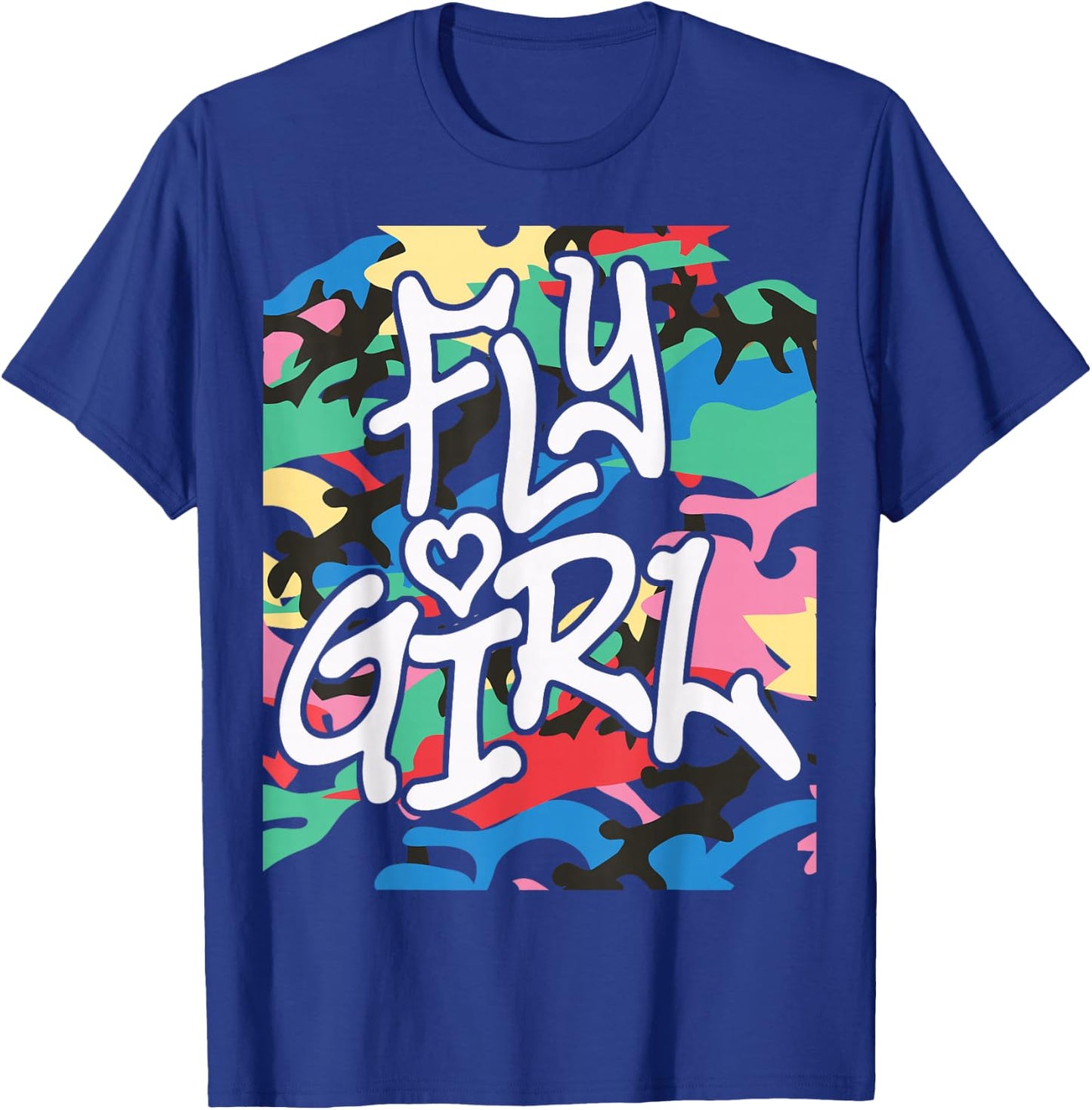 Fly Girl 80s 90s Old School Camo B-Girl Hip Hop T-Shirt - T-Shirt | Royal