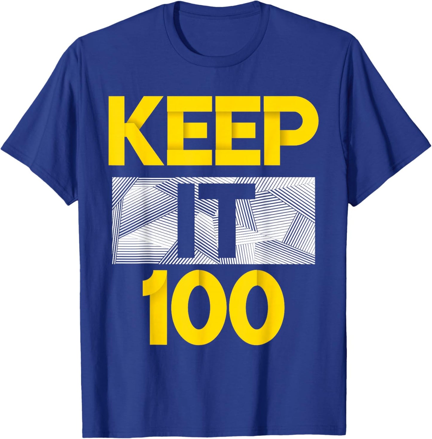 University-Gold Keep It 100 Varsity-Gold Color Graphic T-Shirt - T-Shirt | Royal
