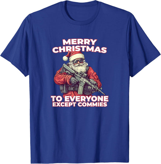 Merry Christmas Tactical Santa Claus Funny Holiday Wear T-Shirt - T-Shirt | Royal