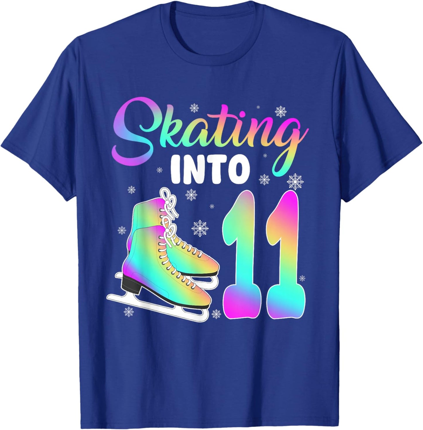 Skating Into 11th Birthday Ice Skating Girl 11 Year Old T-Shirt - T-Shirt | Royal