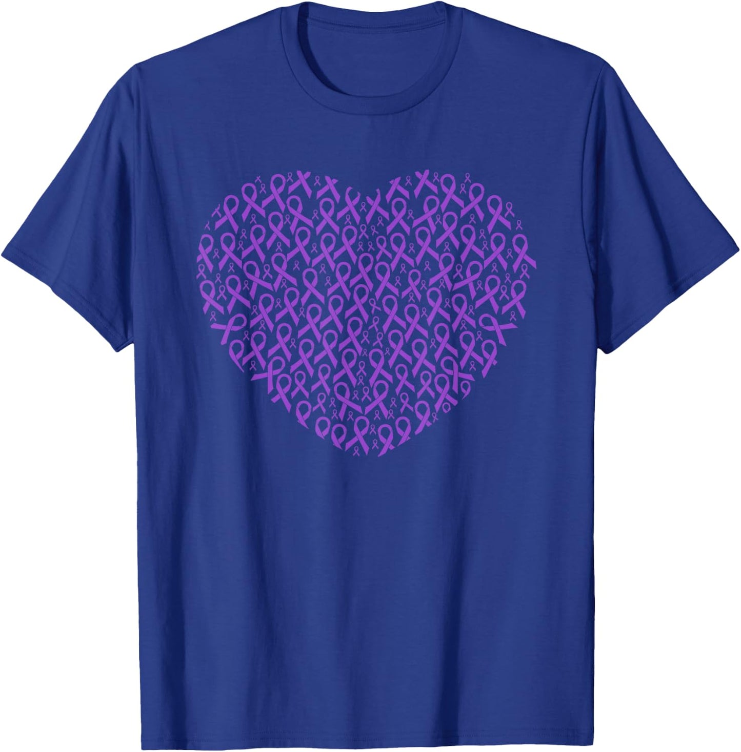 Pancreatic Cancer Awareness Purple Ribbon Heart Gift Support T-Shirt - T-Shirt | Royal