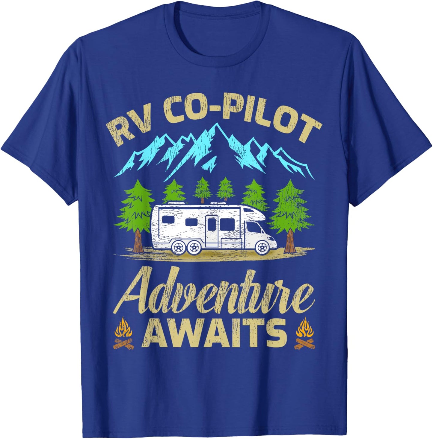 Funny RV Co-Pilot Adventure Awaits RV Camping T-Shirt - T-Shirt | Royal
