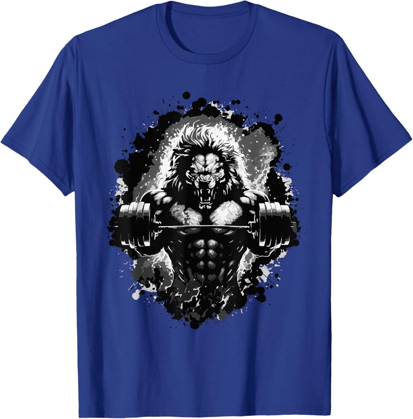 Lion Lifting Weights Gym Beast Workout Muscles Bodybuilding T-Shirt - T-Shirt | Royal