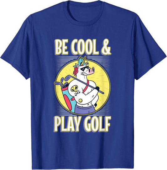 Unicorn Cool Play Golf Sports Golf Club Shades Sports Golfer T-Shirt - T-Shirt | Royal