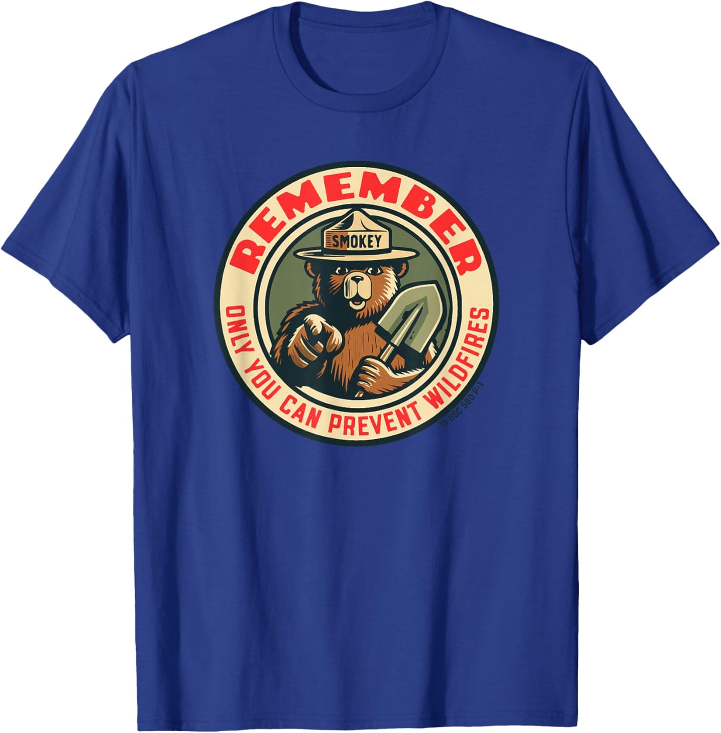 Remember Only You Vintage Smokey Bear Seal Retro T-Shirt - T-Shirt | Royal