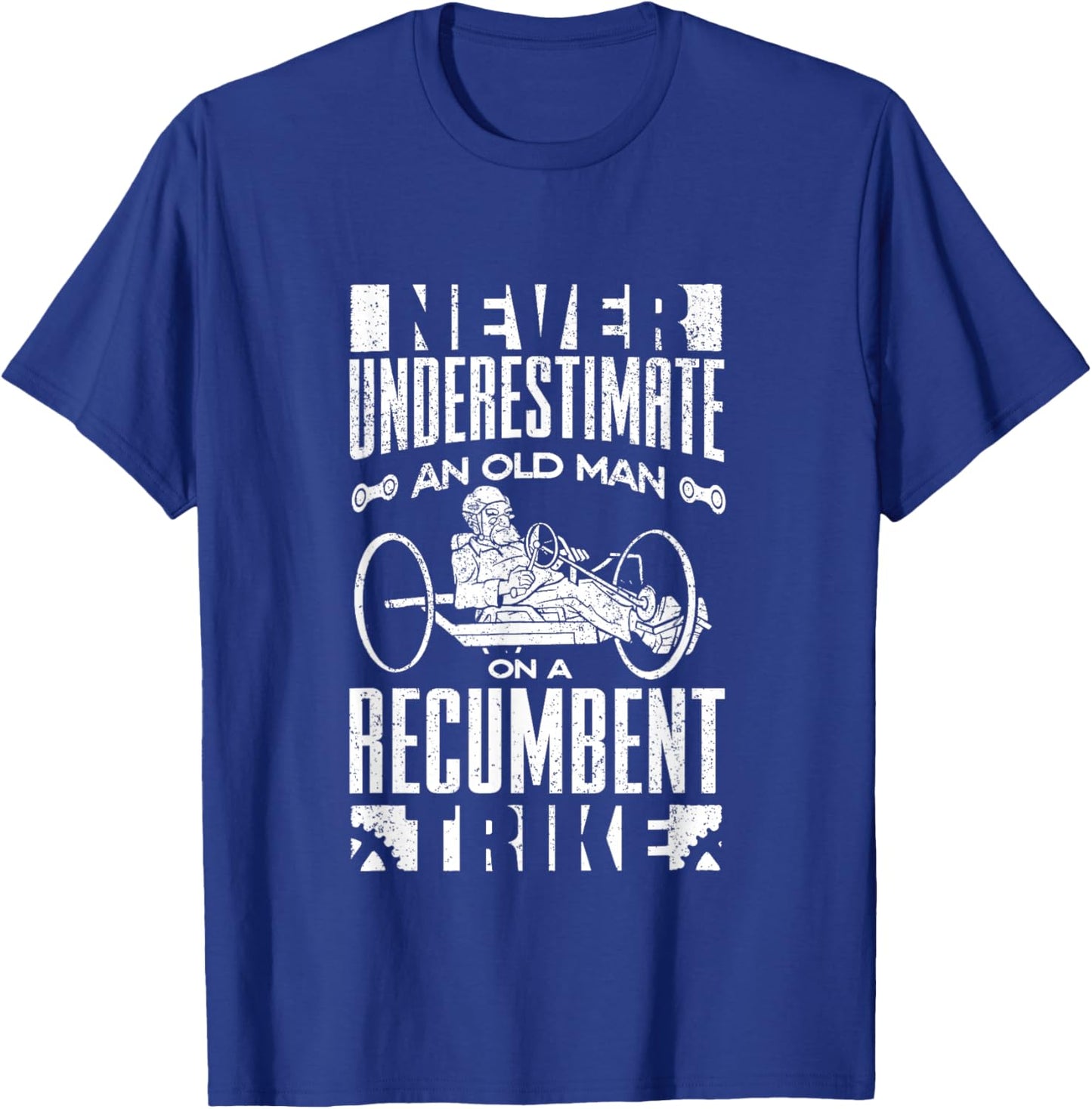 Triker Cyclist - Recumbent Trike Bike Designs -Adults Cycling Black Small Short Sleeve Modern Recumbent Trike Design T-Shirt - T-Shirt | Royal
