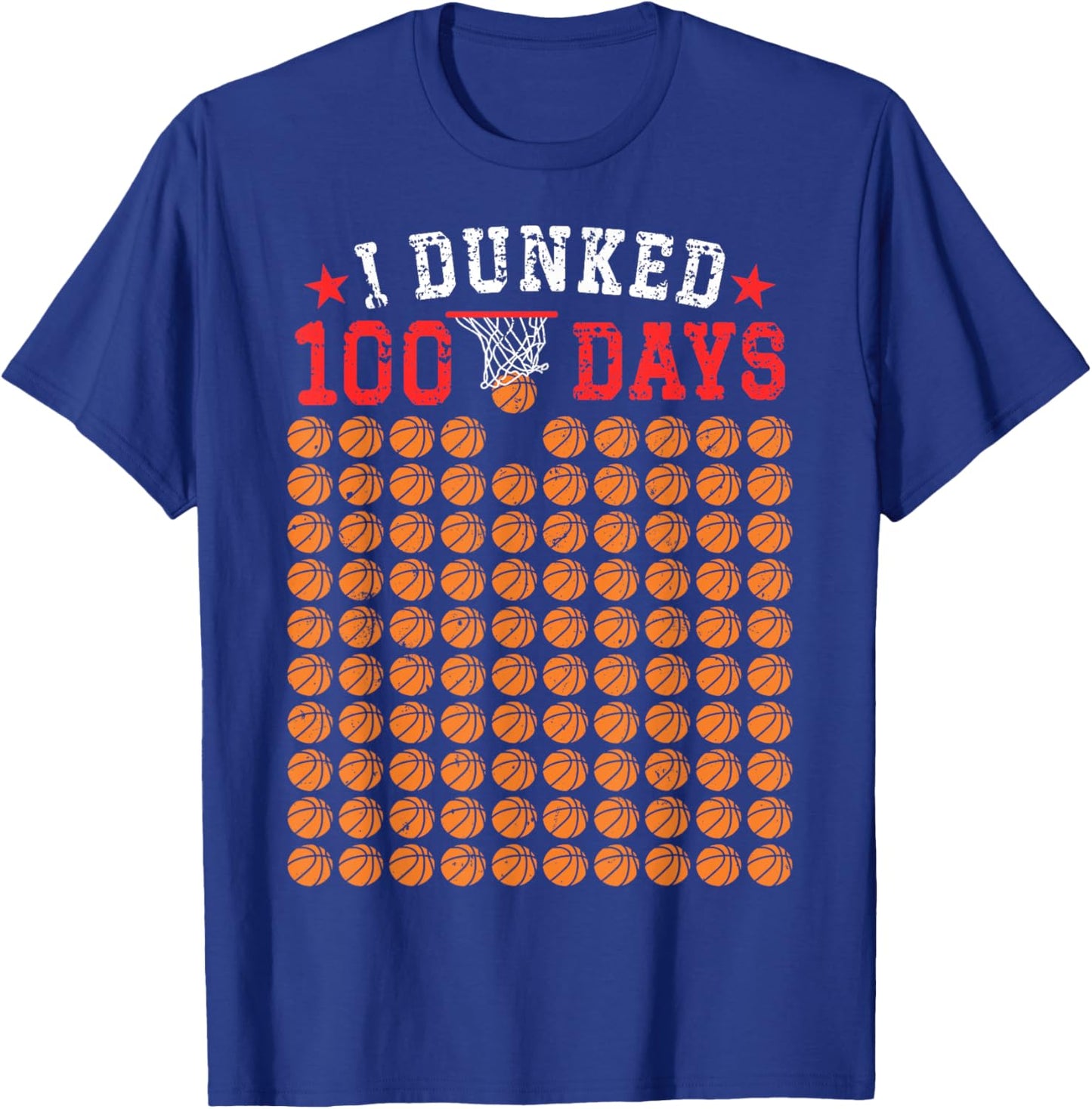 100 Days Of School Basketball Dunked 100th Day For Boys Kids T-Shirt - T-Shirt | Royal