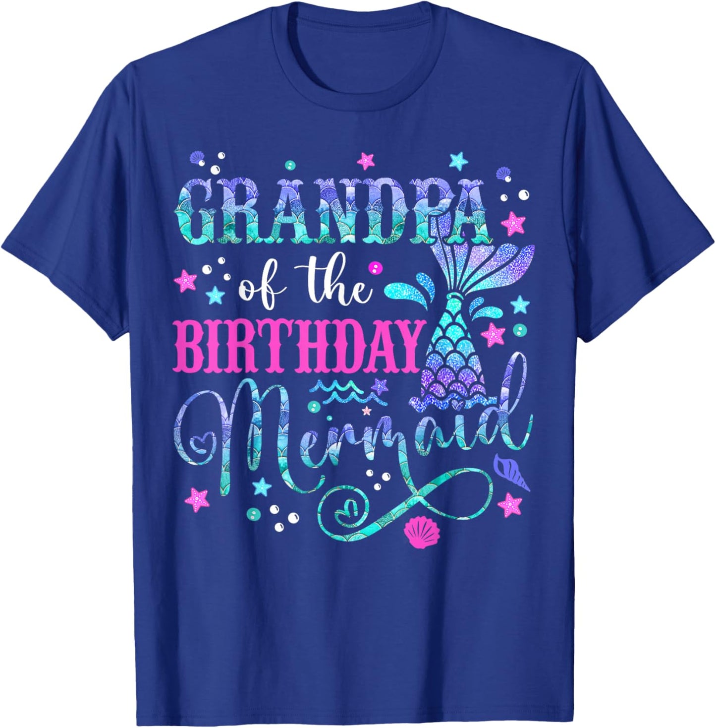 Grandpa Of The Birthday Mermaid Girl Bday Party Squad Family T-Shirt - T-Shirt | Royal
