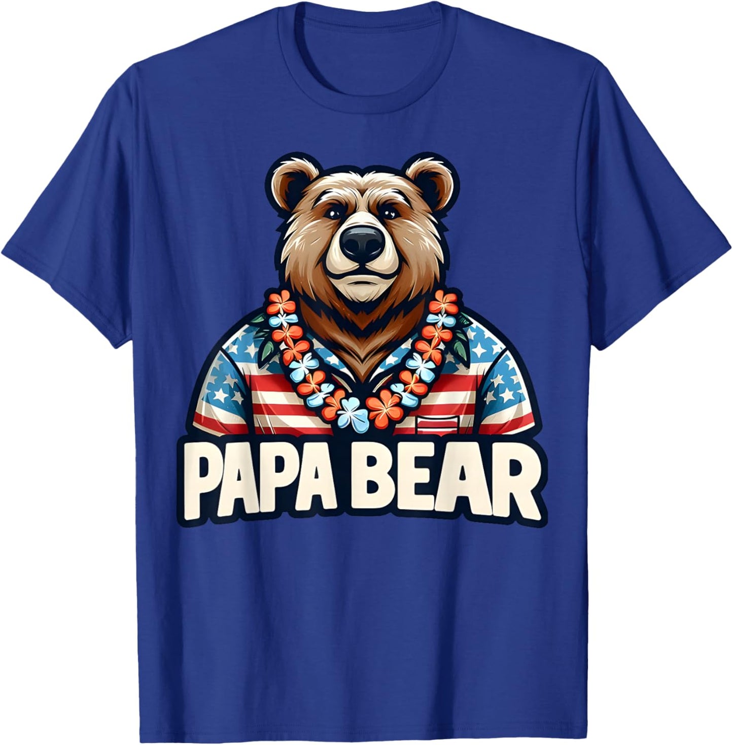 Papa Bear Shirt Fathers Day Gift Patriotic Proud Best Dad T-Shirt - T-Shirt | Royal