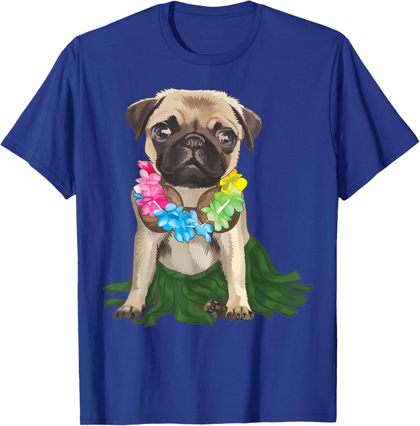 Pug Hawaiian Hula Dance Shirt | Cool Aloha Animal Funny Gift T-Shirt - T-Shirt | Royal