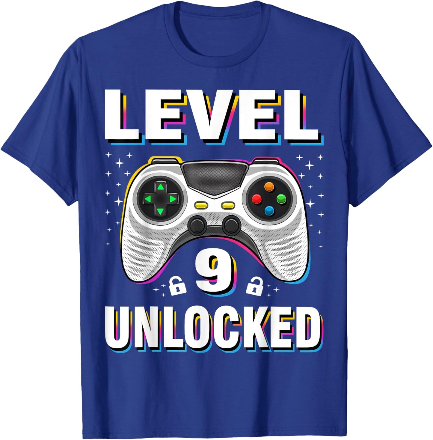 9th Birthday Boy Level 9 Unlocked Video Gamer 9 Years Old T-Shirt - T-Shirt | Royal