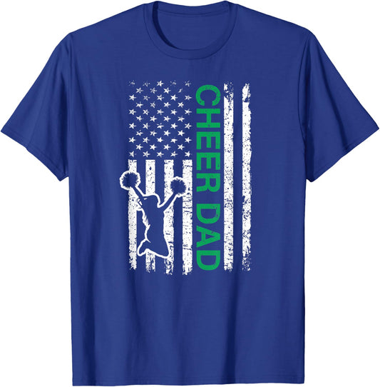 Cheer Dad Flag Green Cheerleading T-Shirt - T-Shirt | Royal