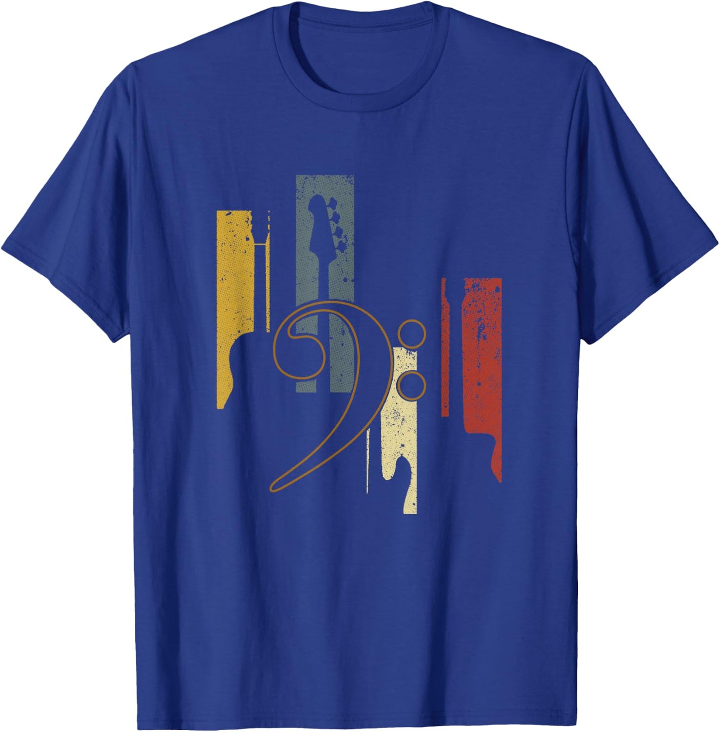 Bass Clef Vintage Bass Guitar Players Music Vintage Guitar T-Shirt - T-Shirt | Royal