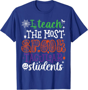 I Teach The Most Spooktacular Students Halloween Teacher T-Shirt - T-Shirt | Royal
