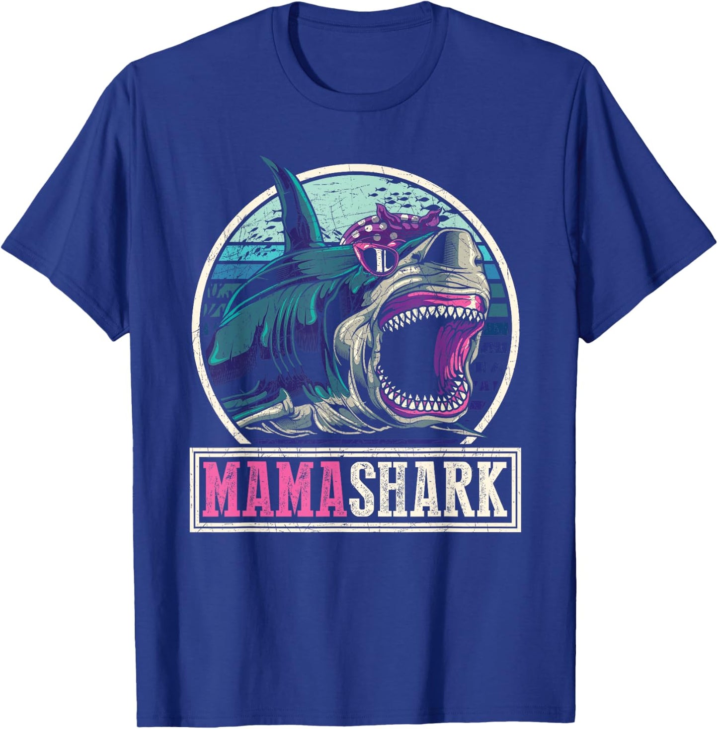 Retro Sea Monster Mommy Gift Whale Animal Family Mama Shark T-Shirt - T-Shirt | Royal