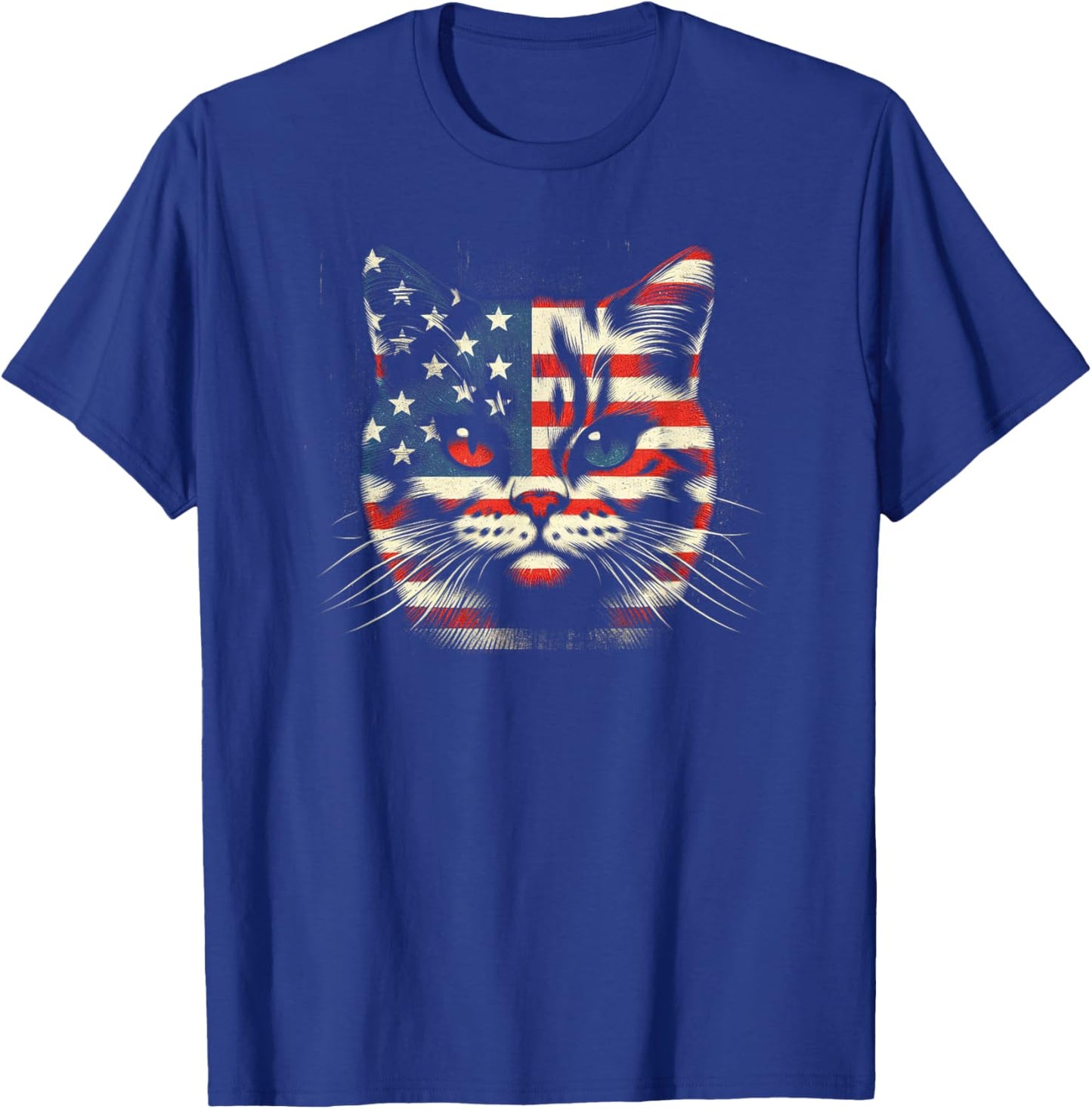 4th Of July American Flag Patriotic cat Kids Men T-Shirt - T-Shirt | Royal