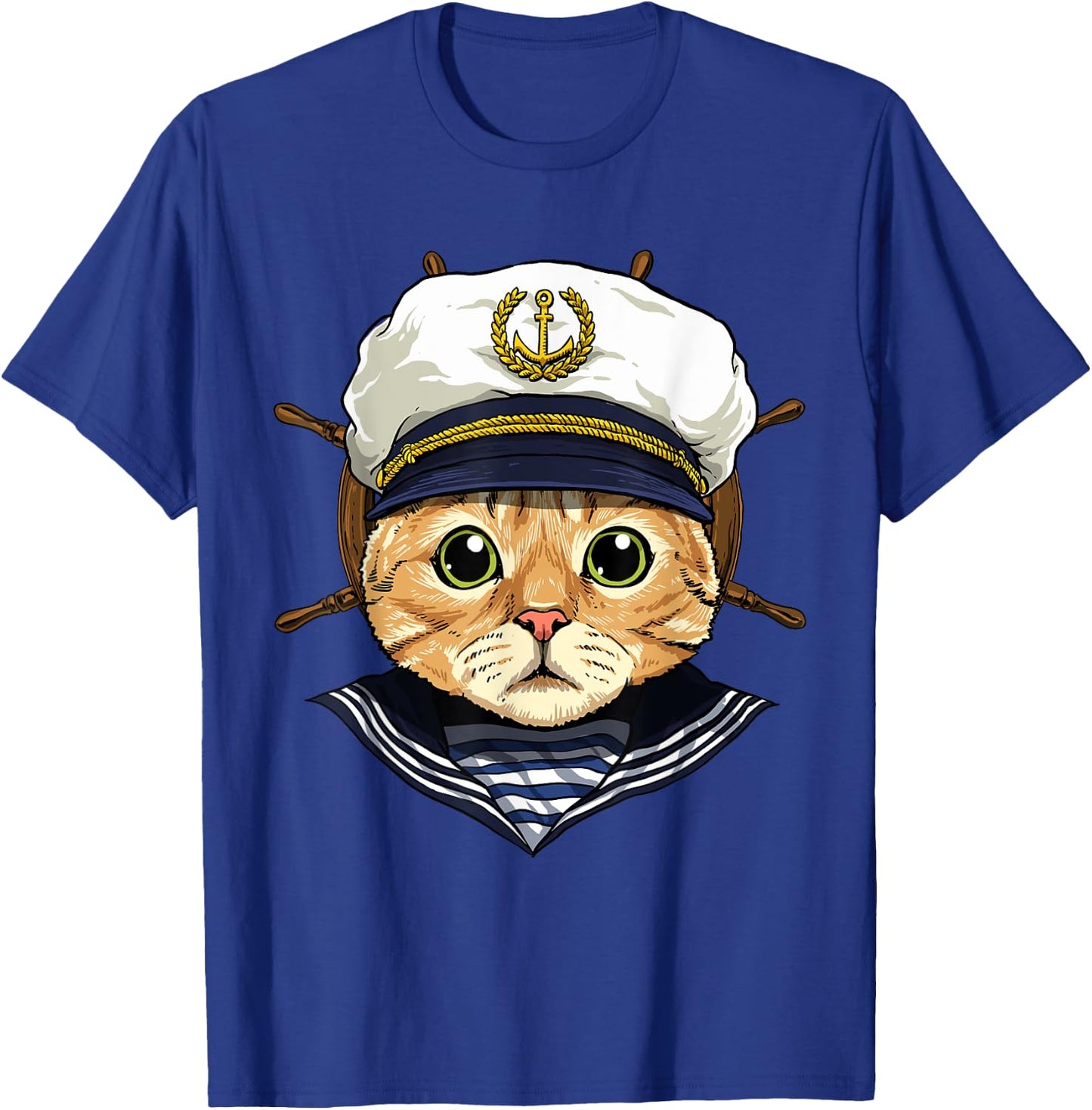 Boat Captain Cat Sailing Boat Lover Owners Sailor Cat Lover Women Girls Kids T-Shirt - T-Shirt | Royal