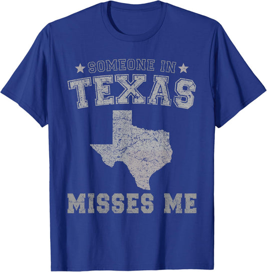 Someone In Texas Misses Me Heart Vintage State T-Shirt - T-Shirt | Royal