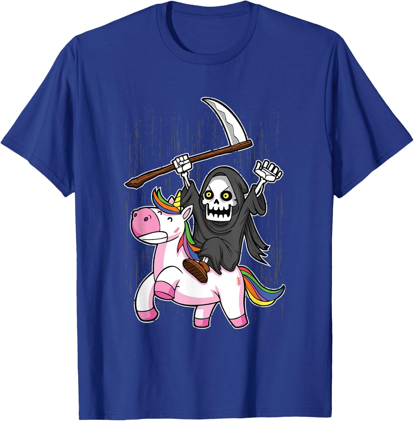 Death Metal Rock Music Halloween Grim Reaper Riding Unicorn T-Shirt - T-Shirt | Royal
