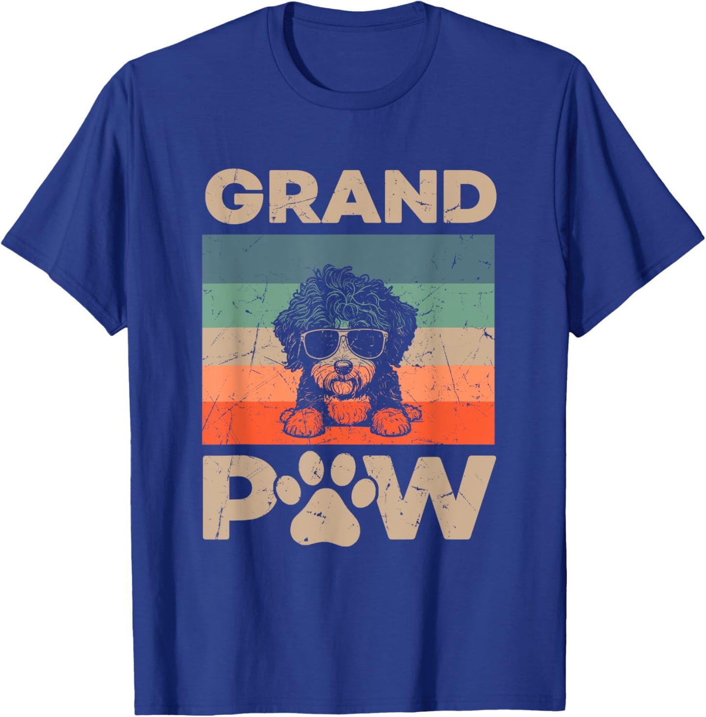 Retro Grand Paw Aussiedoodle Dog Grandpaw Grandpa Christmas Men Women Kids T-Shirt - T-Shirt | Royal