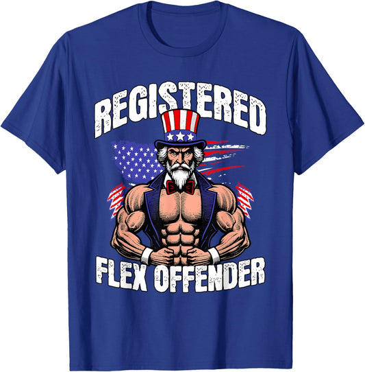 Registered Flex Offender Ironic Bodybuilder Meme Sigma T-Shirt - T-Shirt | Royal