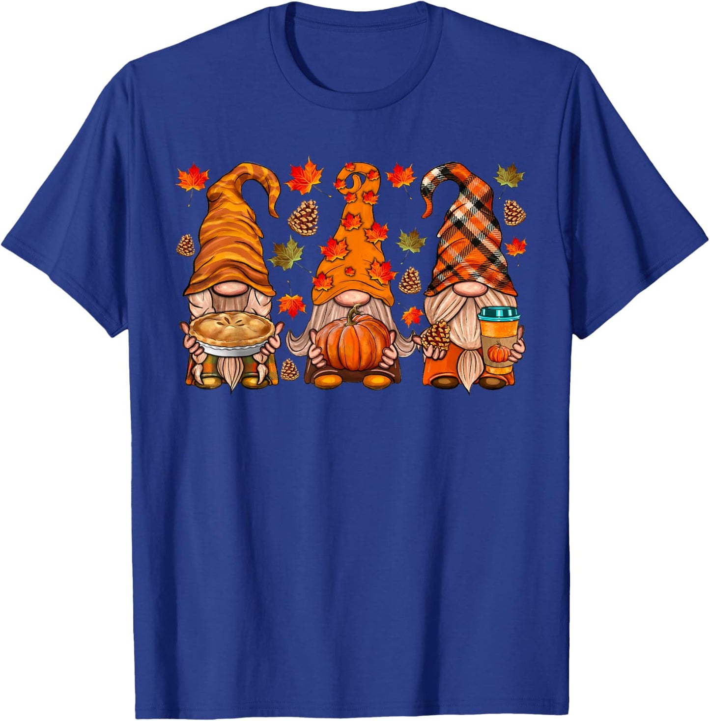 Fall Gnome Shirt Autumn Leaves Thanksgiving Gnome Matching T-Shirt - T-Shirt | Royal