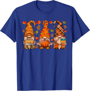 Fall Gnome Shirt Autumn Leaves Thanksgiving Gnome Matching T-Shirt - T-Shirt | Royal