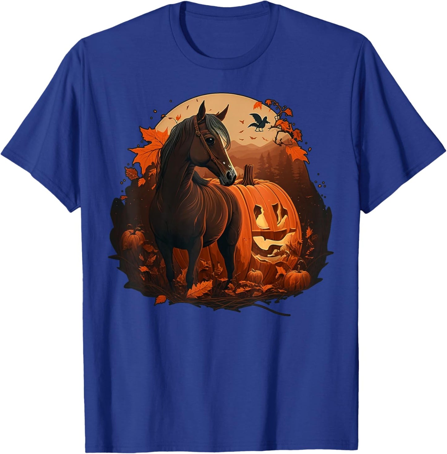 Pumpkin Horse costume on Horse Halloween T-Shirt - T-Shirt | Royal