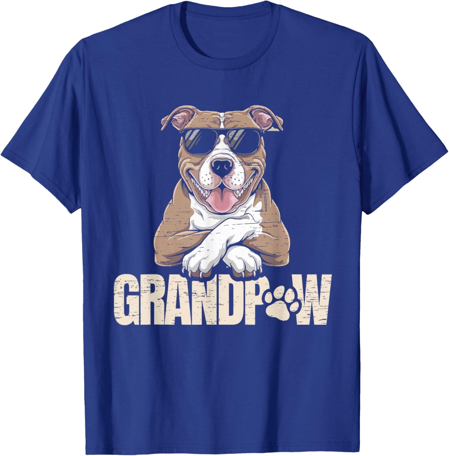 Grandpaw Funny Pitbull Dog Grandpa Style T-Shirt - T-Shirt | Royal