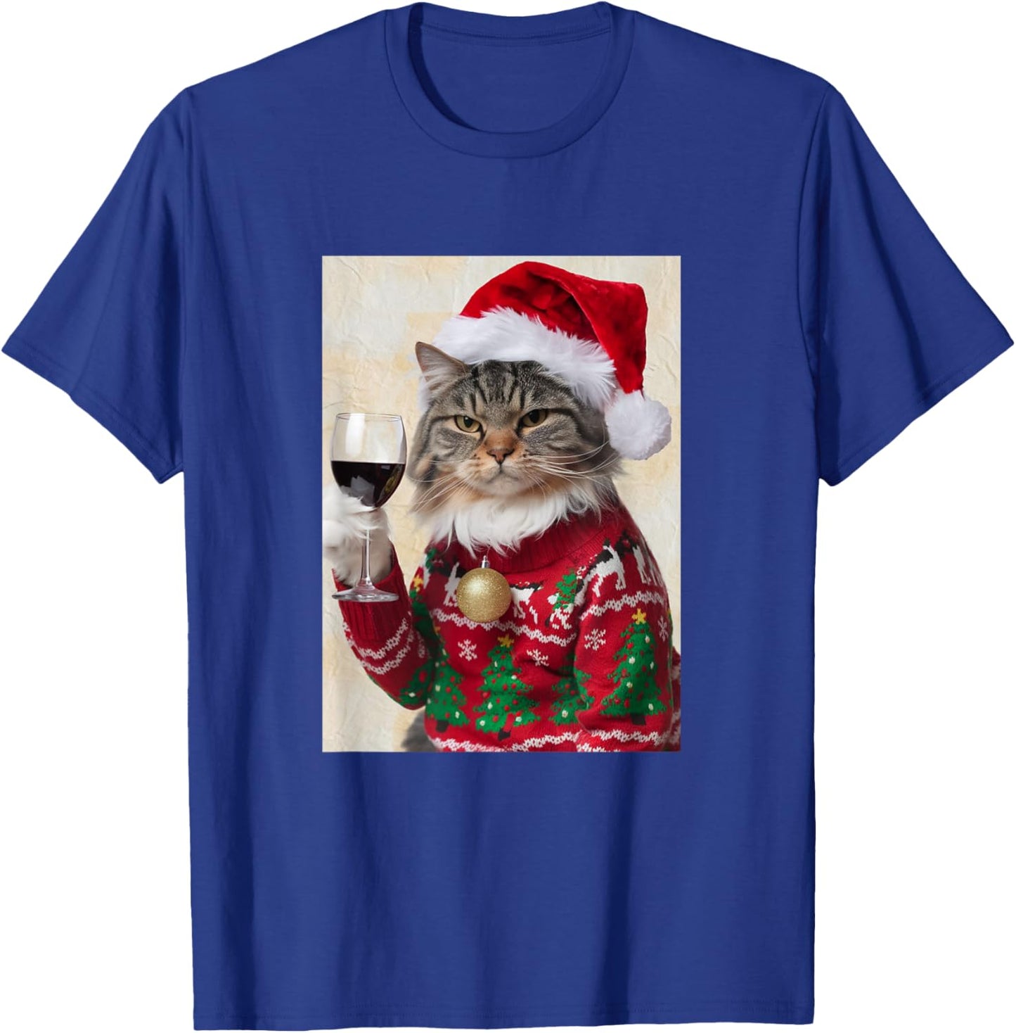 Cat Drinking Wine Cute Cat Holding Red Wine Lovers T-Shirt - T-Shirt | Royal