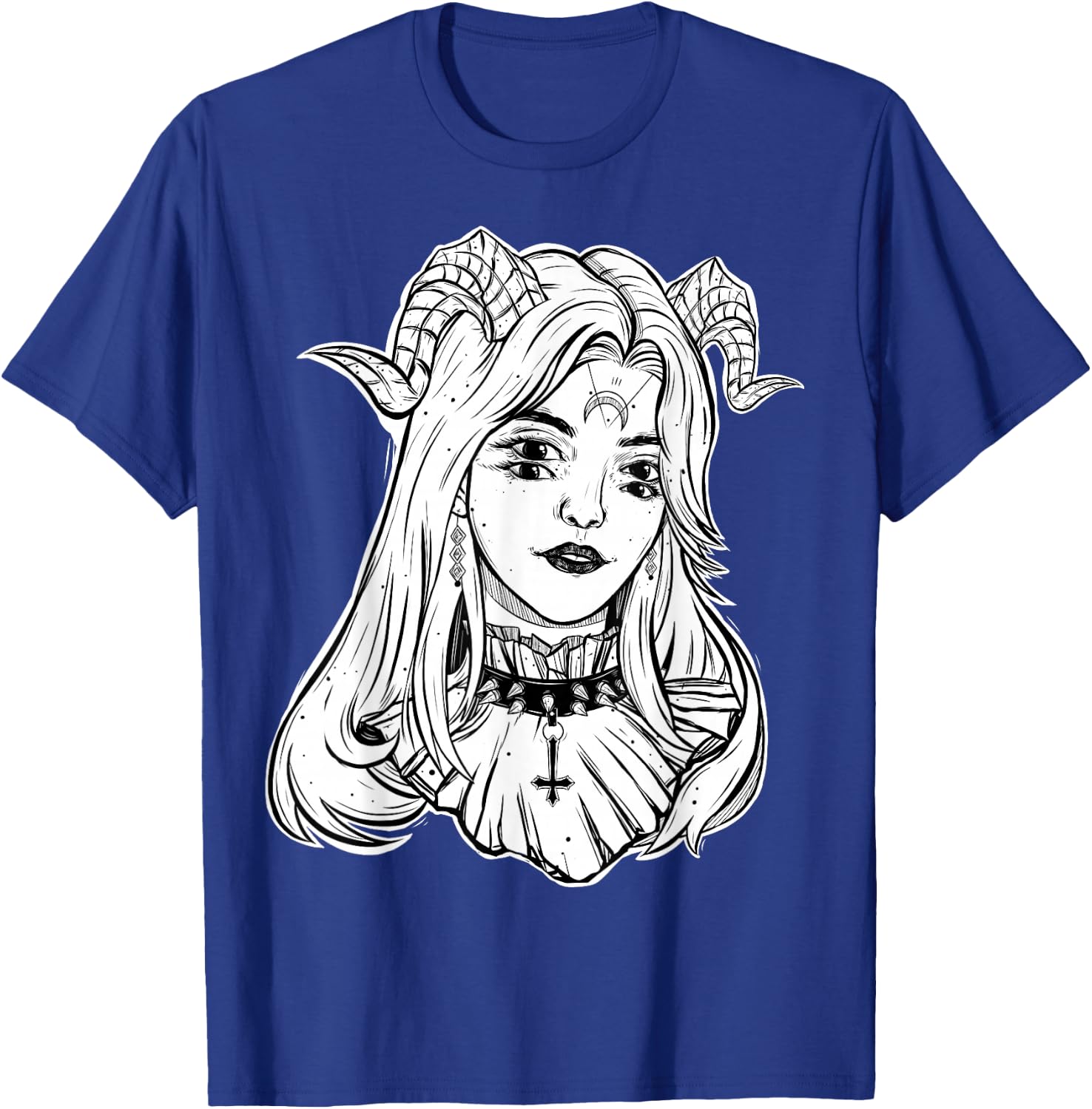 Devil Girl, Satanic Goth Choker Blackcraft Glitch Halloween T-Shirt - T-Shirt | Royal