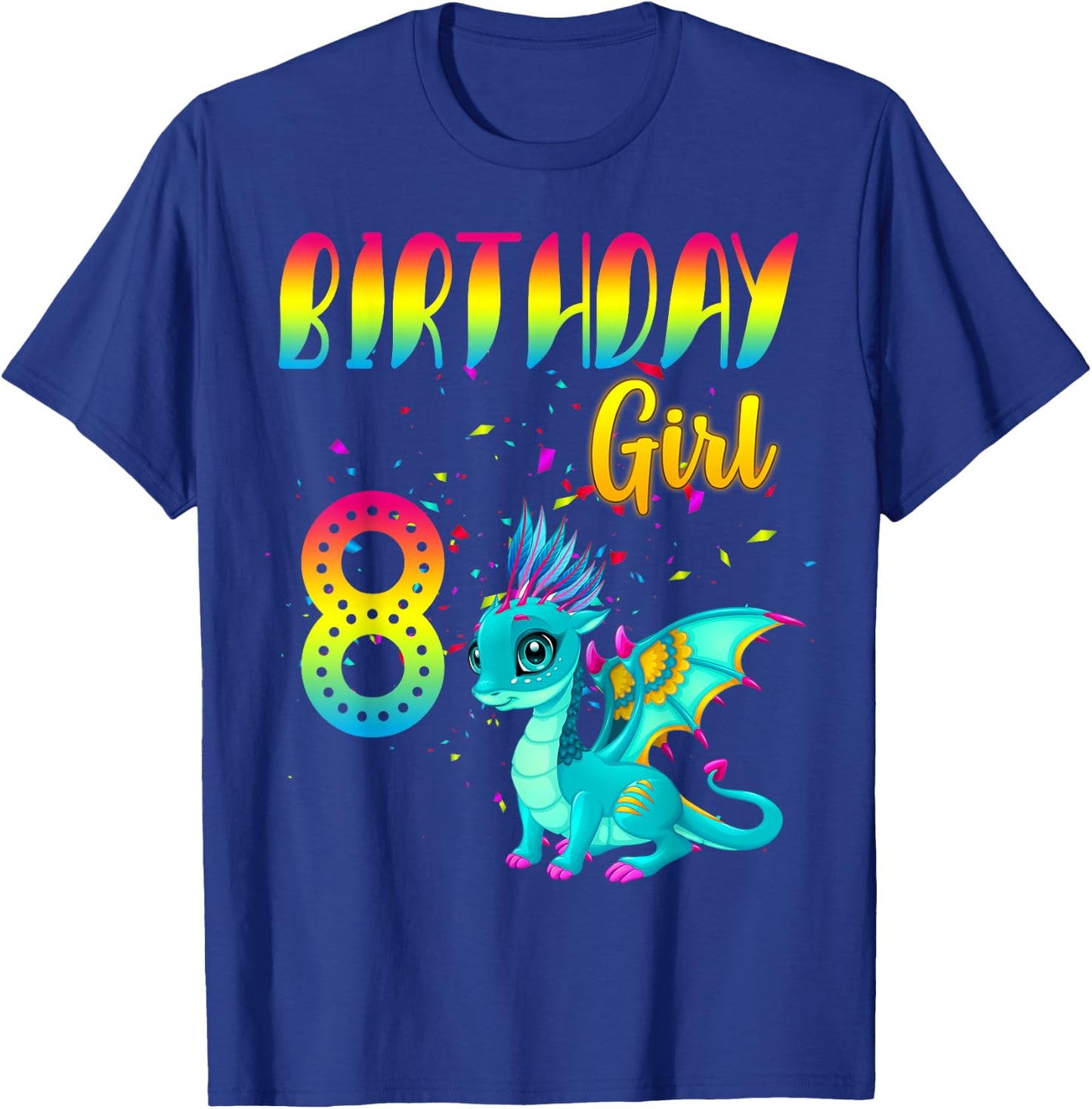 Birthday Girl Dragon 8 Theme Party Outfit T-Shirt - T-Shirt | Royal