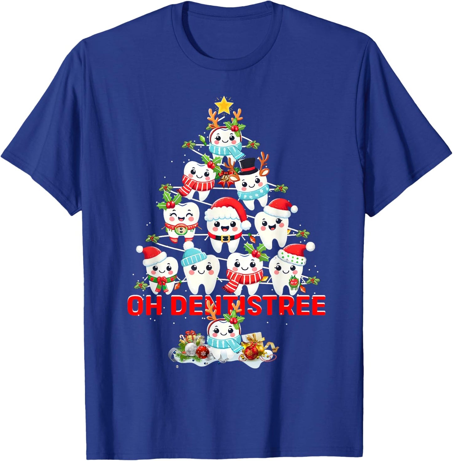 Oh Dentistree Dentist Dental Christmas Tree Tooth Doctor T-Shirt - T-Shirt | Royal