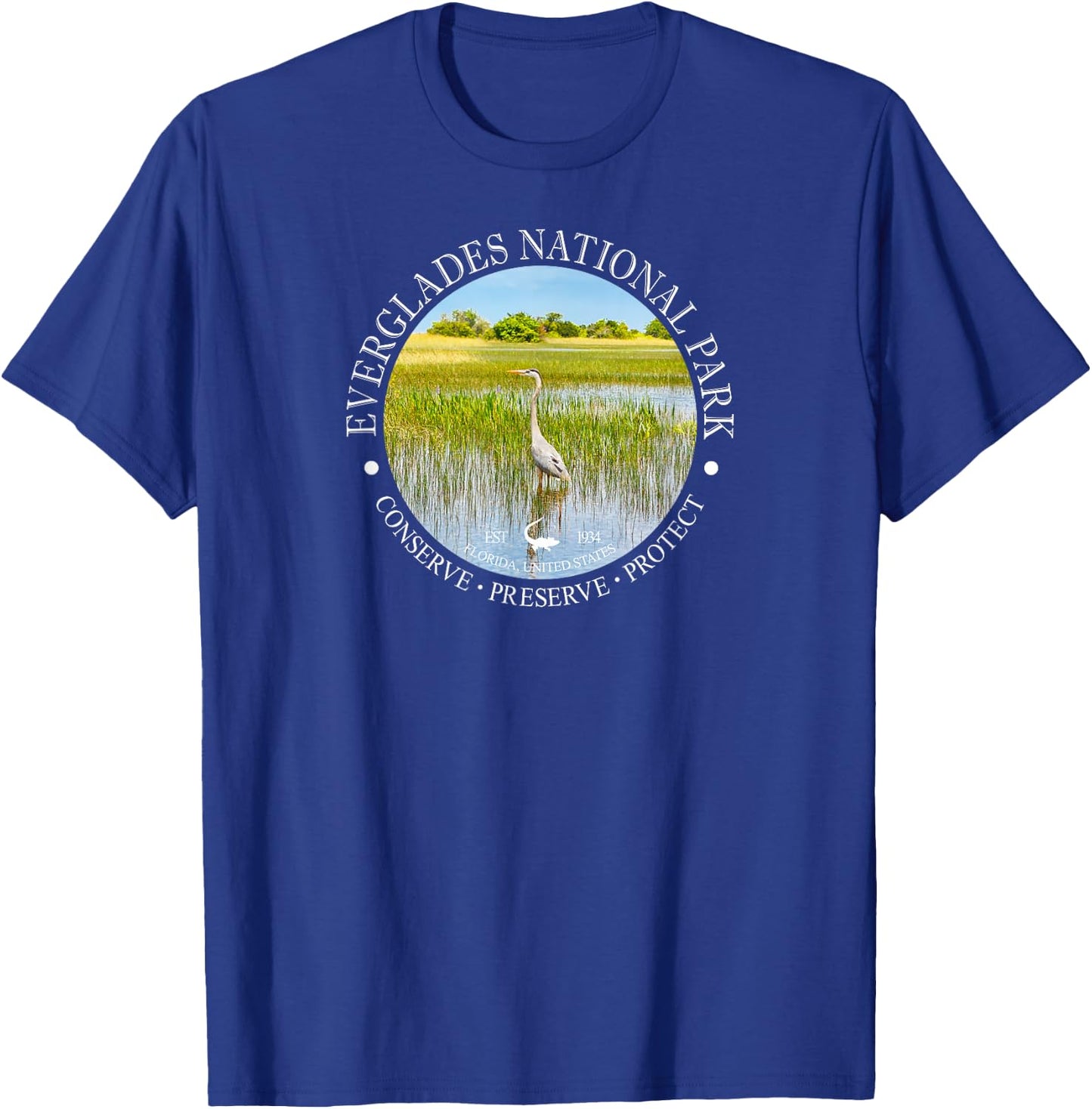 Heron Everglades National Park Conservation Gift T-Shirt - T-Shirt | Royal