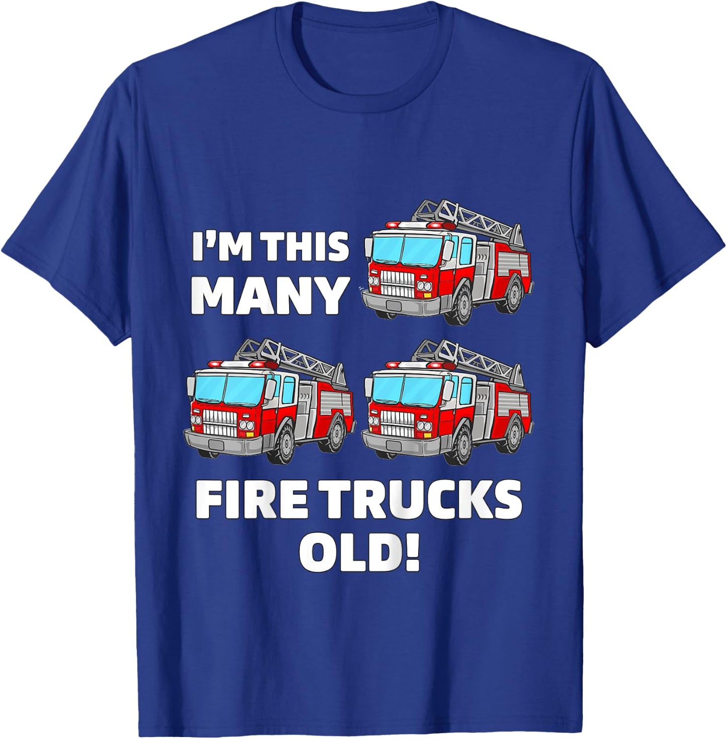 Kids Fire Truck 3rd Birthday Boy Toddler Firefighter 3 Three T-Shirt - T-Shirt | Royal