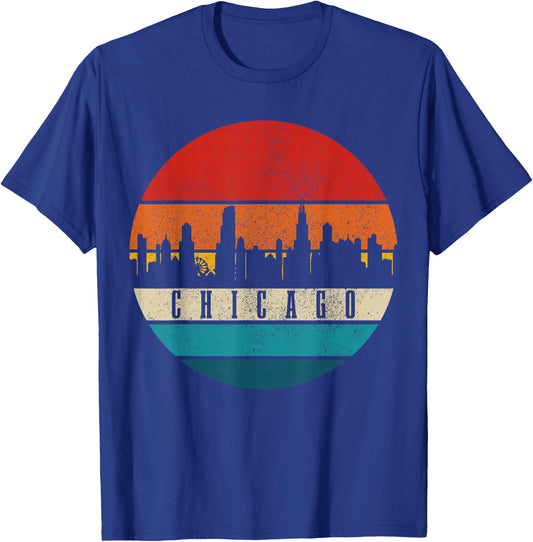 Chicago Illinois Skyline Vintage USA America Souvenir T-Shirt - T-Shirt | Royal