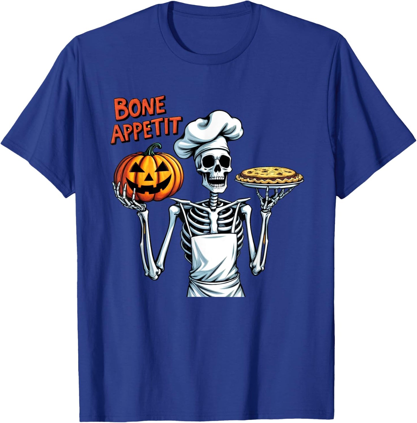 Funny Halloween Costume Skeleton Chef Pumpkin Bone Appetit T-Shirt - T-Shirt | Royal