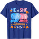 Halloween Pumpkin Gender Reveal He or She Grammy To Be T-Shirt - T-Shirt | Royal
