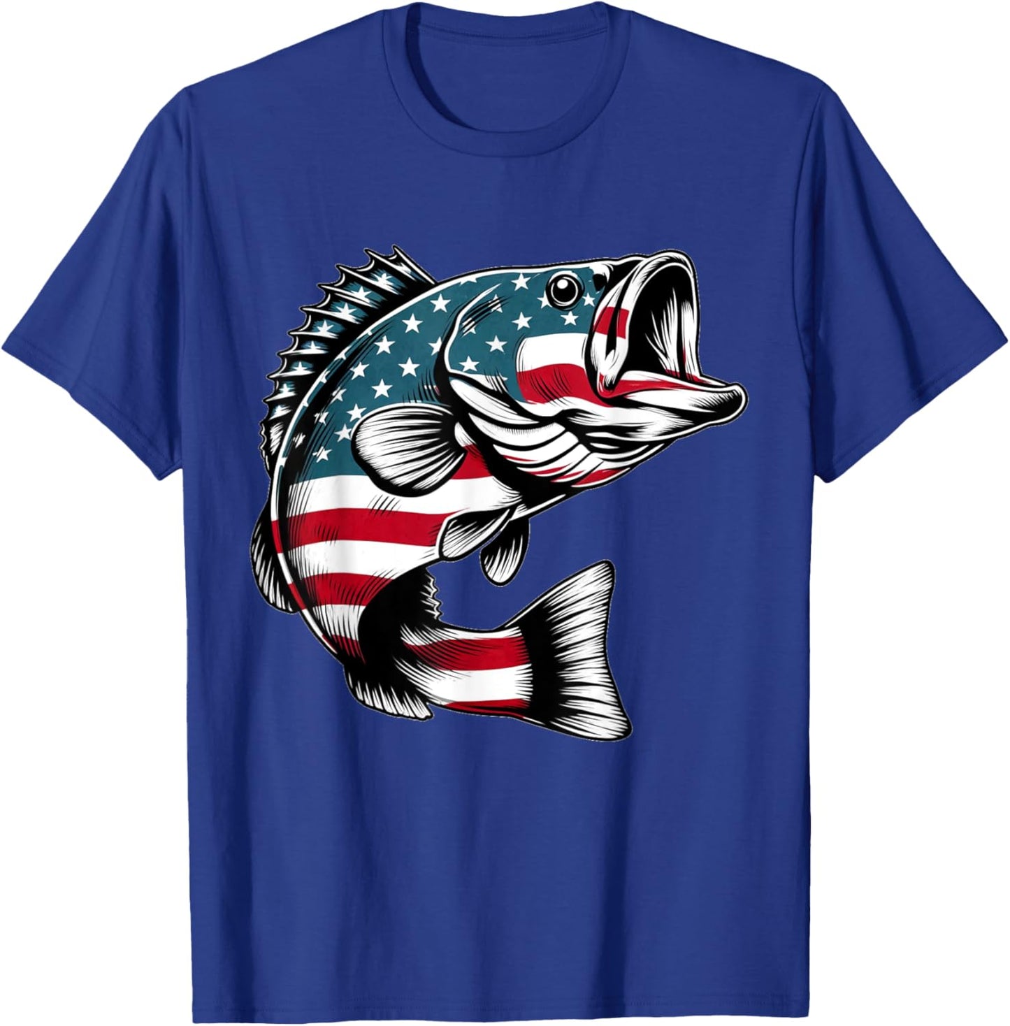 Bass American USA Flag Fishing Men T-Shirt - T-Shirt | Royal