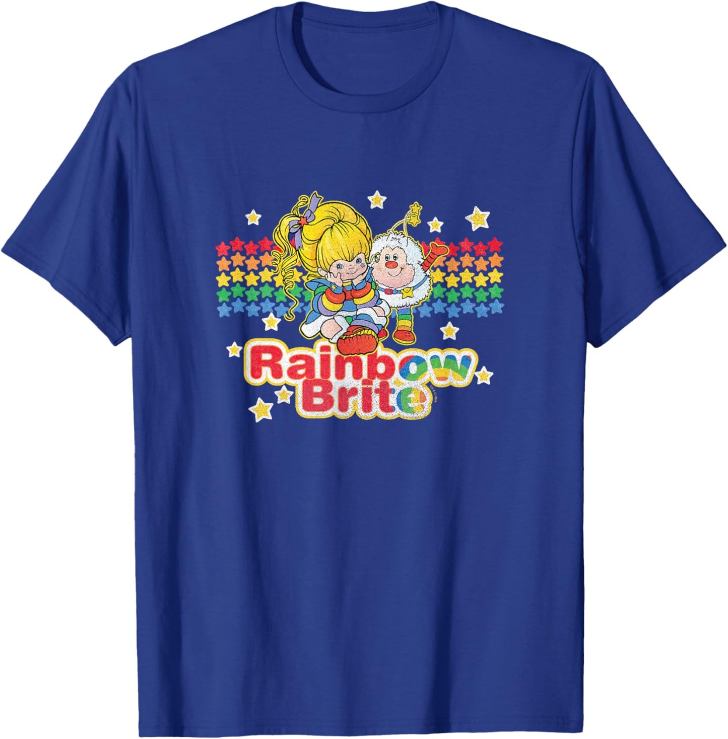 Rainbow Brite & Sprite Vintage Star Stripes Distressed Logo T-Shirt - T-Shirt | Royal
