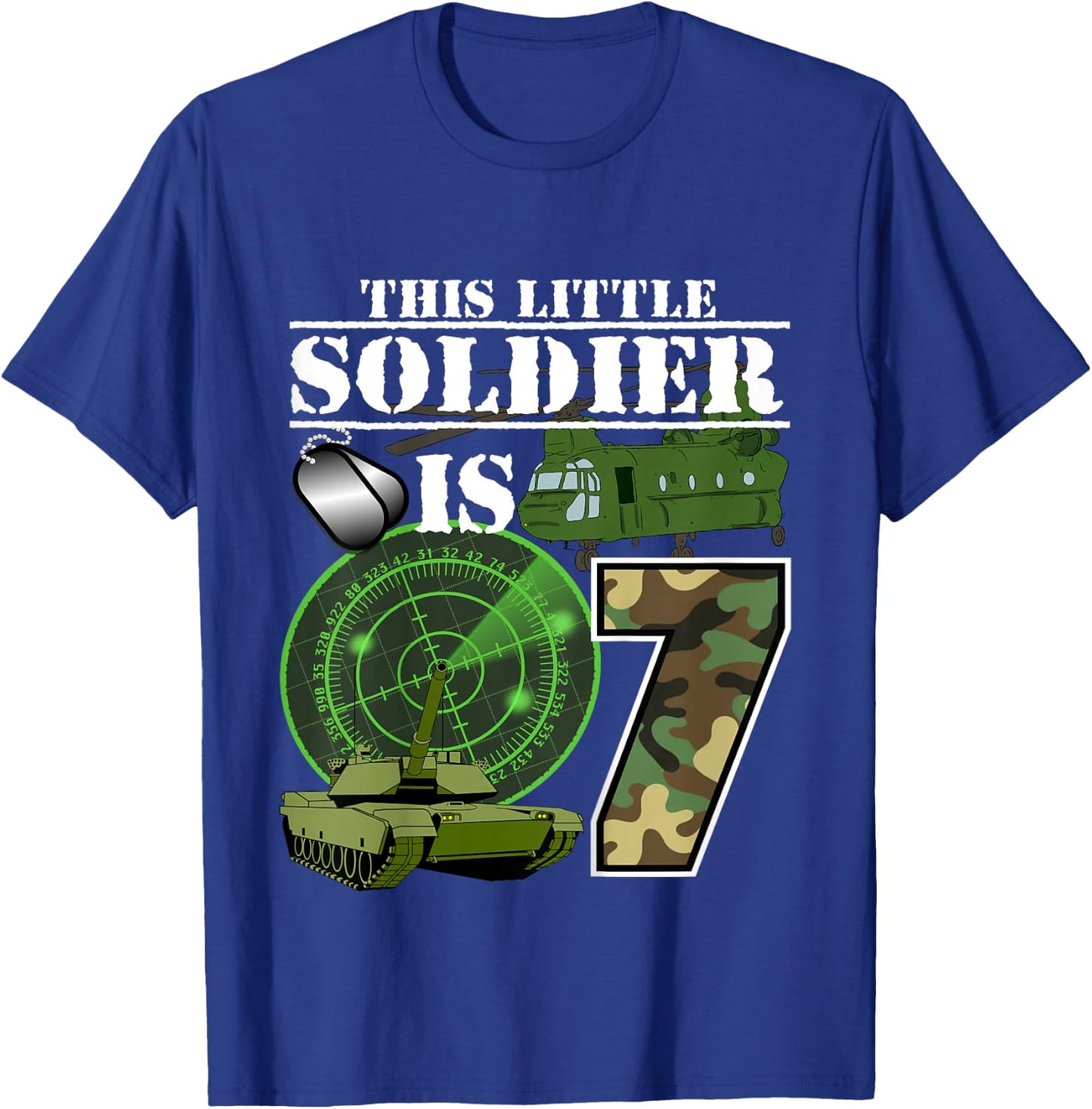 7 Year Old Soldier Birthday T Shirt Military Camo 7th Gift T-Shirt - T-Shirt | Royal