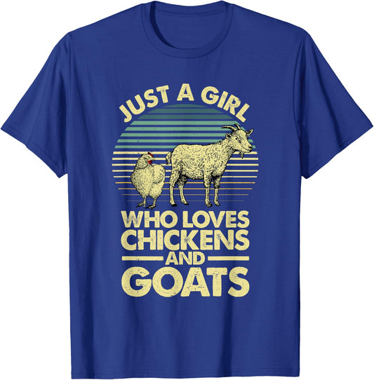 Cool Chicken Goat Girls Chicken Farmer Goat Lovers T-Shirt - T-Shirt | Royal