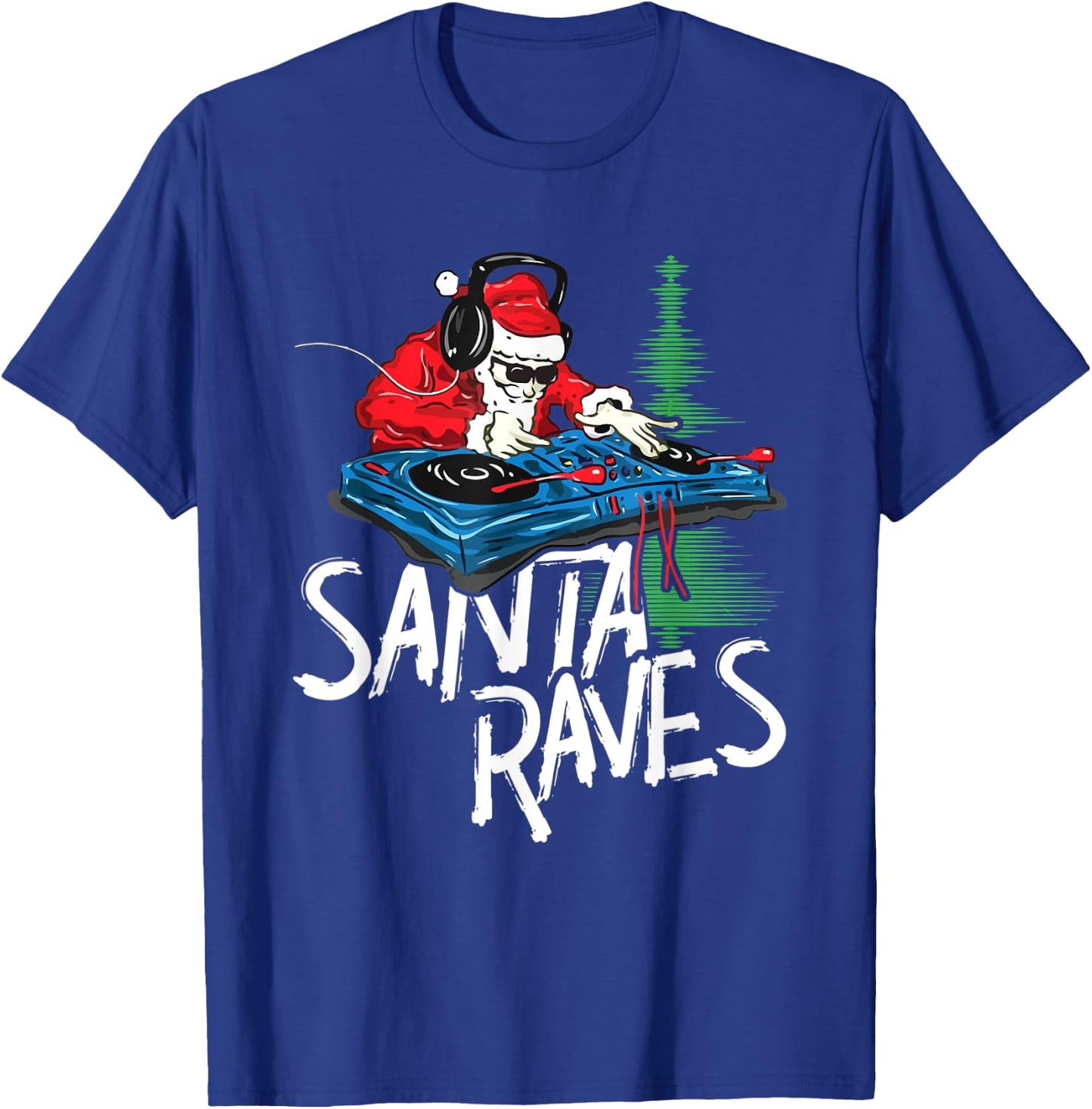 Santa Raves EDM Rave Outfit DJ Christmas Xmas Gift T-Shirt - T-Shirt | Royal