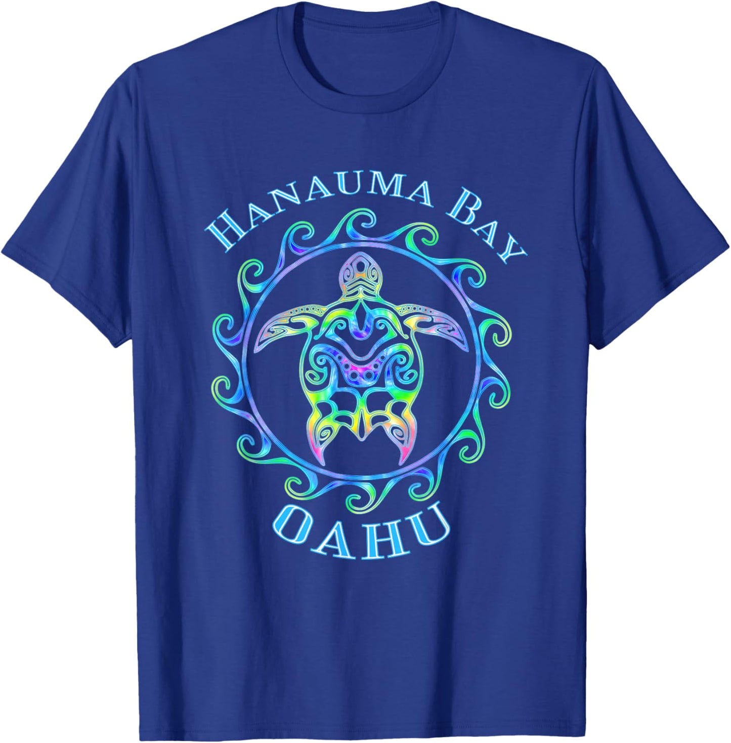 Hanauma Bay Oahu Hawaii Vacation Colorful Turtle T-Shirt - T-Shirt | Royal